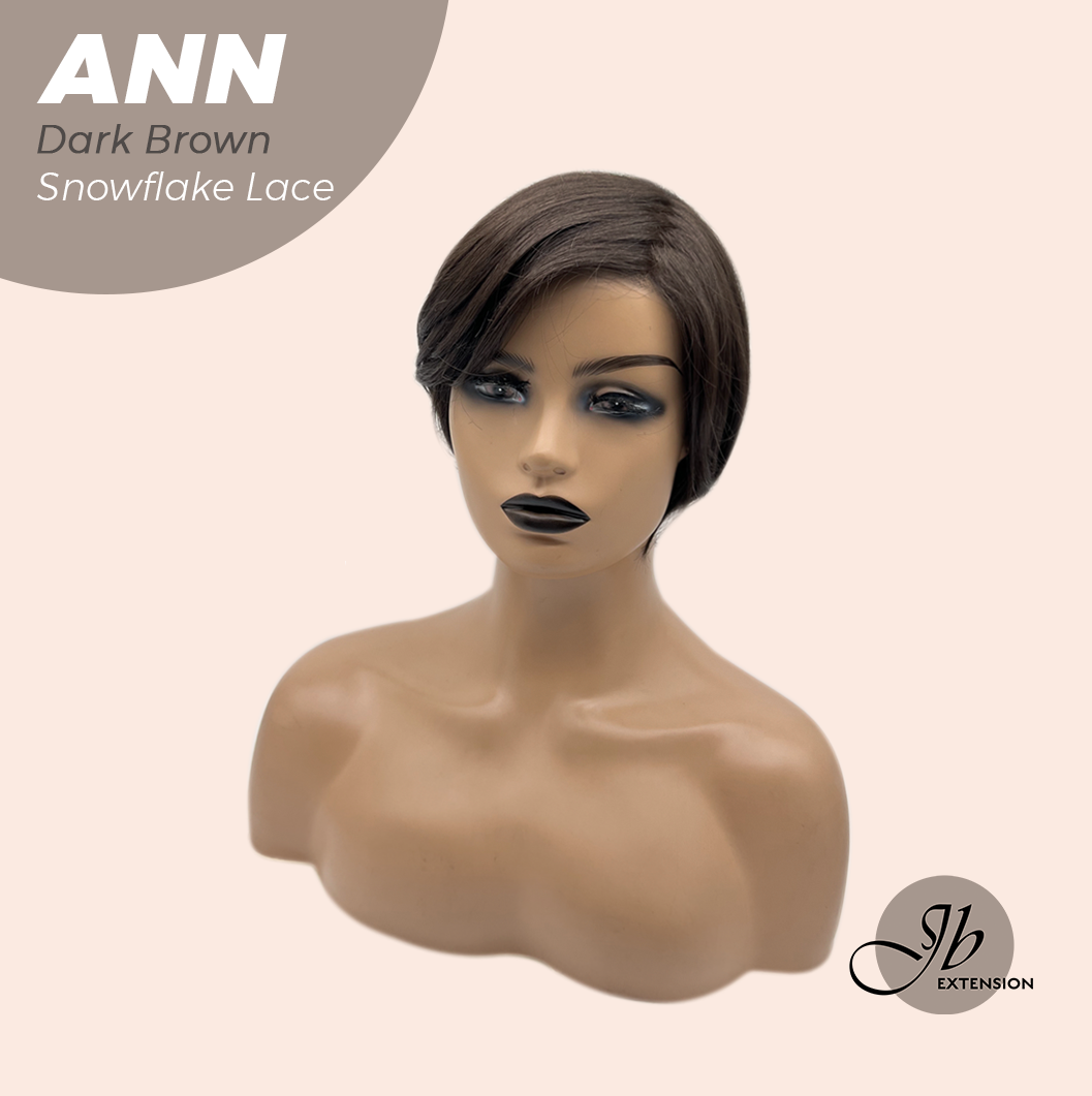 JBEXTENSION 10 Inches Dark Brown Pre-Cut Side Part Snowflake Lace Frontlace Glueless Wig ANN DARK BROWN【BENDY EAR TABS】