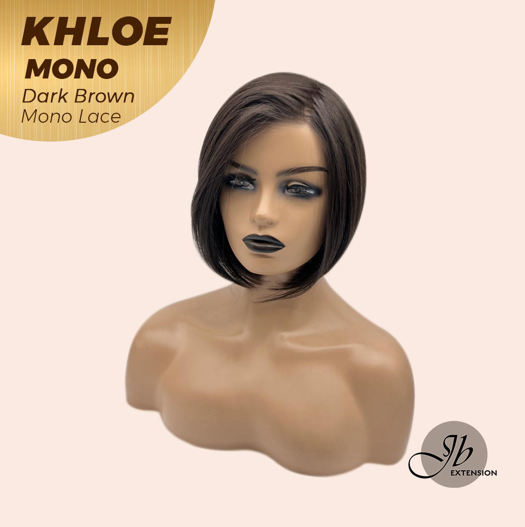 JBEXTENSION KHLOE MONO DARK BROWN Monofilament Handmade Wig 6X5 Full Monofilament Hand Tied Top Wig 12 Inches Bob Cut Dark Brown Mono Lace Handmade Futura Fiber Wig With Anti-slip Silicone Strips Glueless Wig KHLOE MONO DARK BROWN【BENDY EAR TABS】