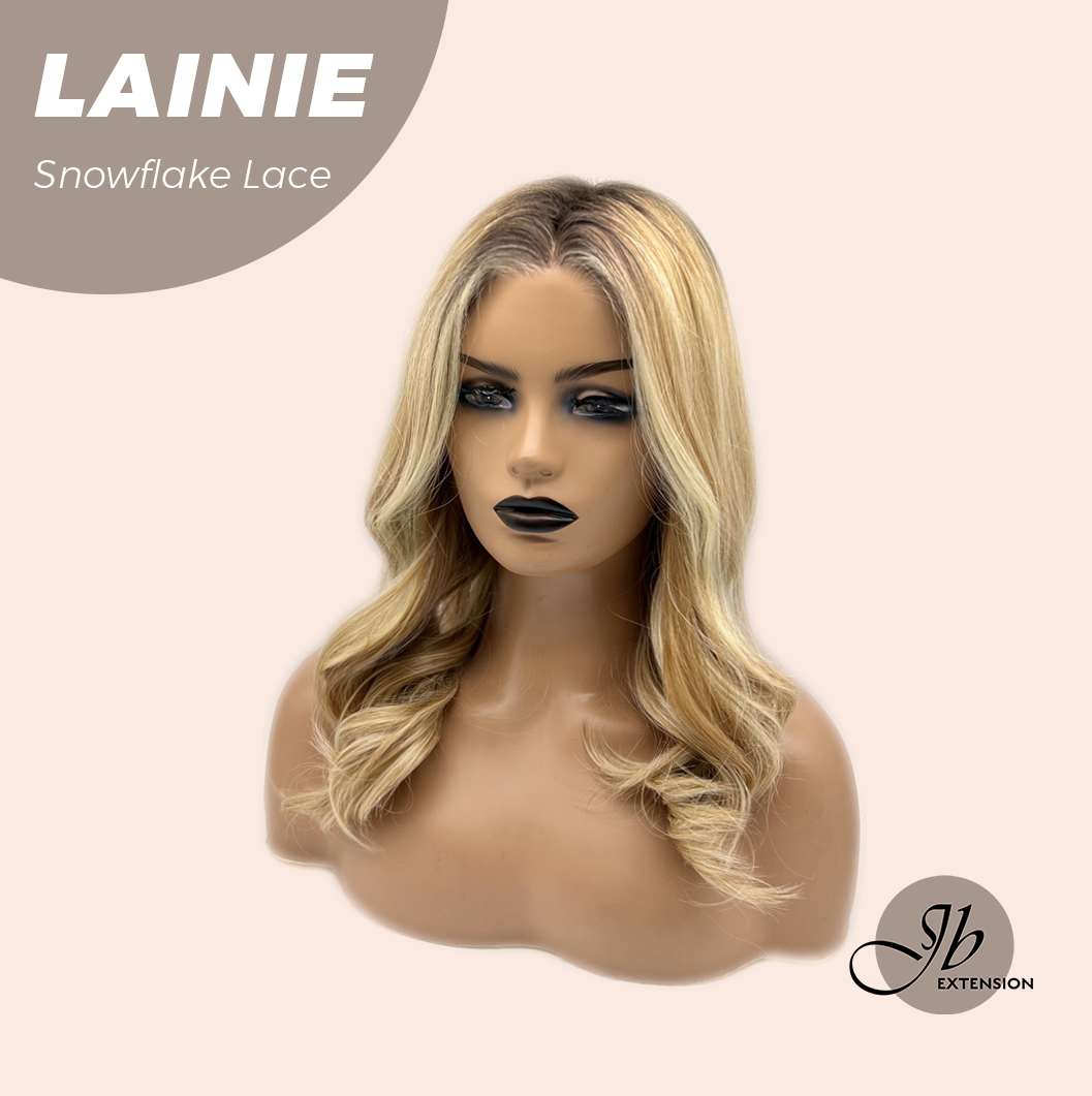 JBEXTENSION 16 Inches Blonde Pre-Cut Snowflake Lace Frontlace Glueless Wig LAINIE【PERMATEASE】【BENDY EAR TABS】
