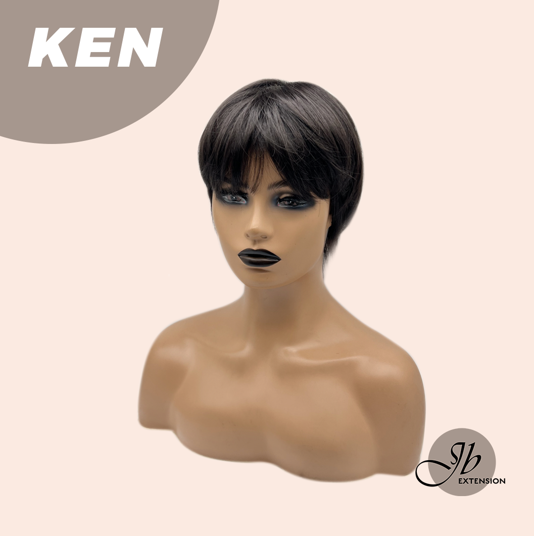 JBEXTENSION Short Hair 30% Real Human Hair Midnight Brown( Black/Brown) Unisex Wig Man Wig KEN