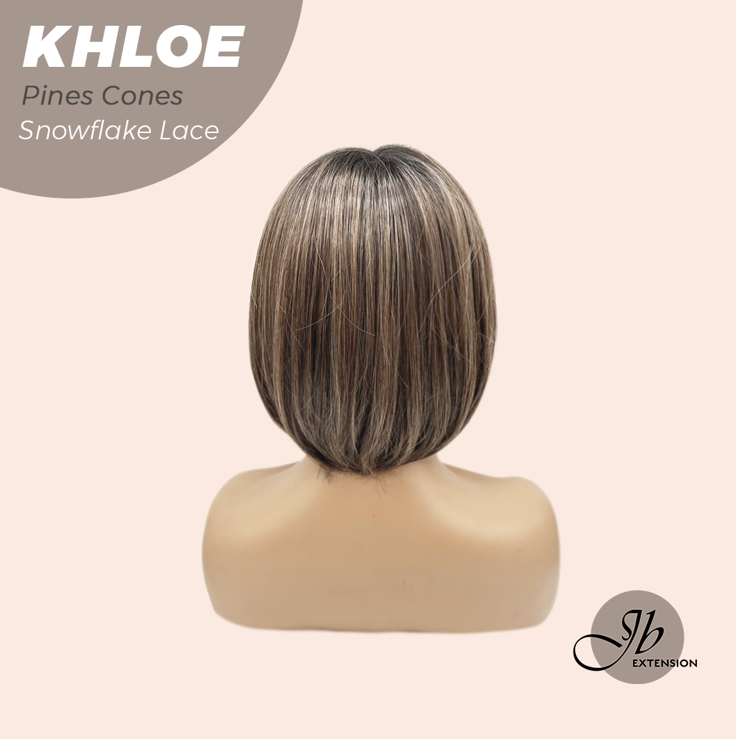 JBEXTENSION 12 Inches Bob Cut Pine Cones Pre-Cut Snowflake Lace Frontlace Glueless Wig KHLOE PINE CONES【PERMATEASE】【BENDY EAR TABS】