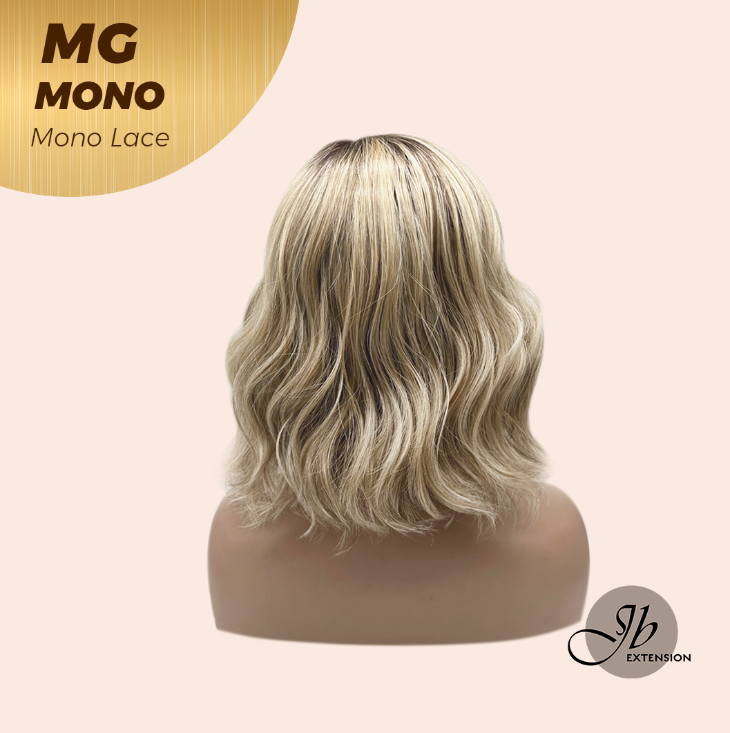 JBEXTENSION MG MONO Monofilament Handmade Wig 6X5 Full Monofilament Hand Tied Top Wig 12 Inches Dark Blonde Mono Lace Wig With Anti-slip Silicone Strips Glueless Wig MG MONO【BENDY EAR TABS】