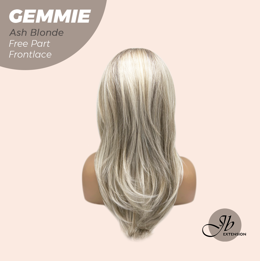 JBEXTENSION 20 Inches Ash Blonde Pre-Cut Free Part Frontlace Glueless Wig GEMMIE ASH BLONDE