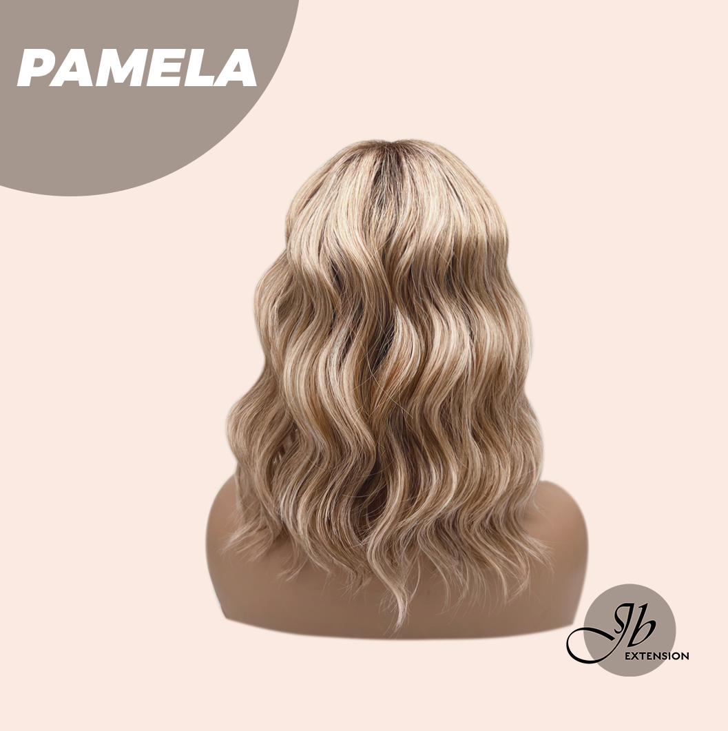 JBEXTENSION 14 Inches Ash Strawberry Blonde Women Fashion Full Machine Wig PAMELA【PLUS PERMATEASE】【BENDY EAR TABS】