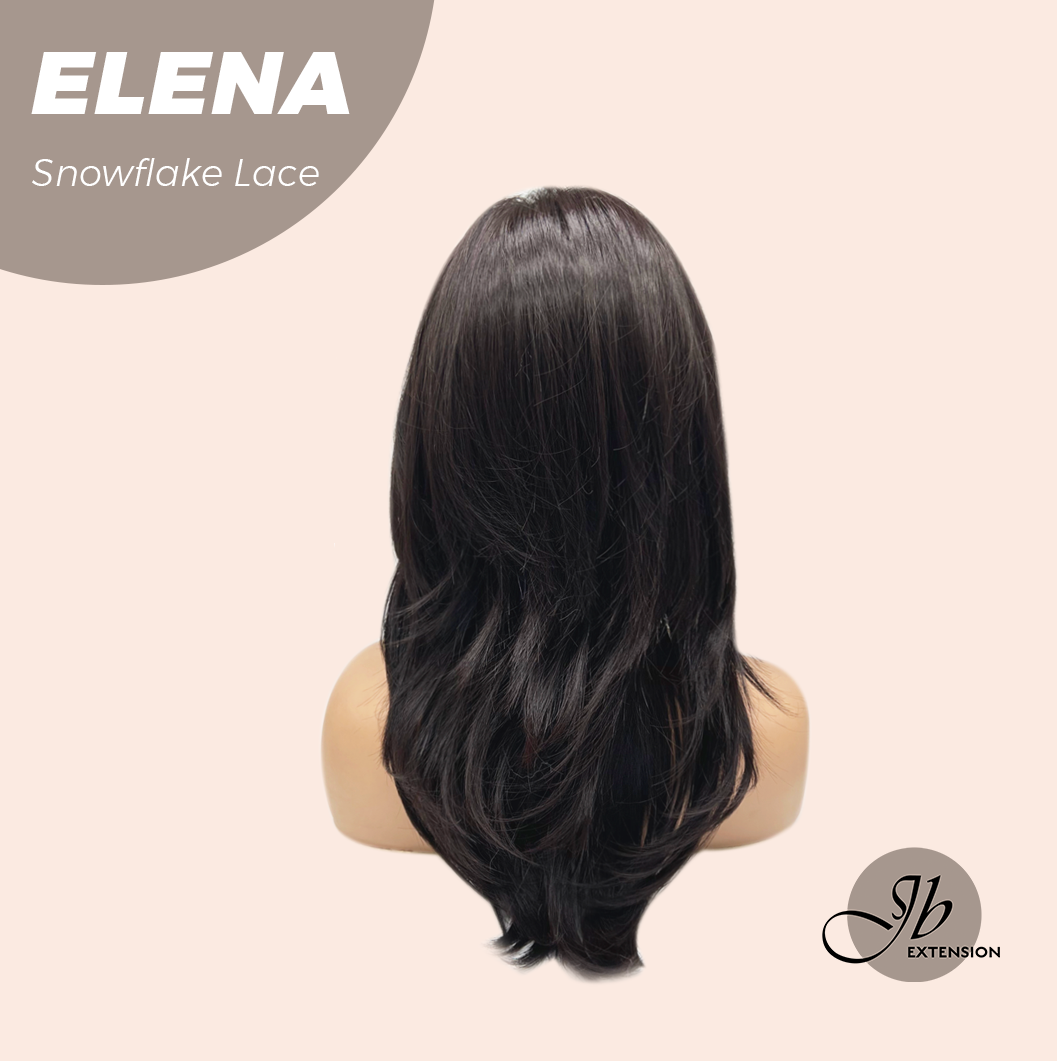 JBEXTENSION 18 Inches Natural Black Pre-Cut Snowflake Lace Frontlace Glueless Wig ELENA【PERMATEASE】【BENDY EAR TABS】