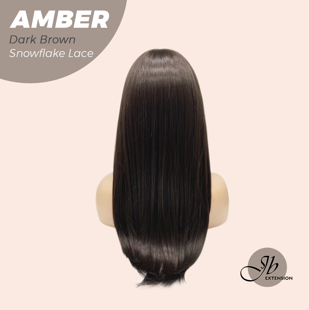[PRE-ORDER] JBEXTENSION 21 Inches Straight Dark Brown Pre-Cut T Part Snowflake Lace Frontlace Glueless Wig AMBER DARK BROWN【BENDY EAR TABS】