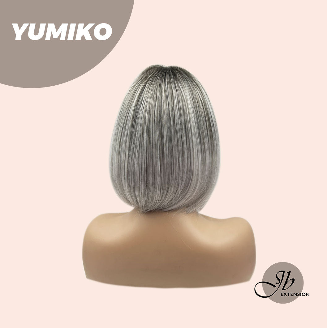 JBEXTENSION 12 Inches Bob Cut Grey Wig With Bangs YUMIKO