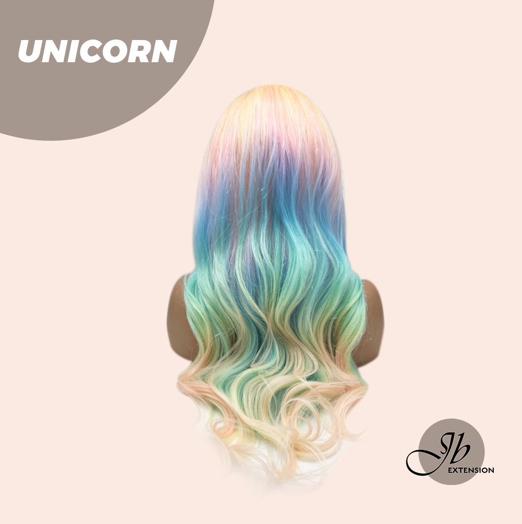 JBEXTENSION 26 Inches Curly Rainbow Color with Tinsel Halloween Style Headband Wig UNICORN