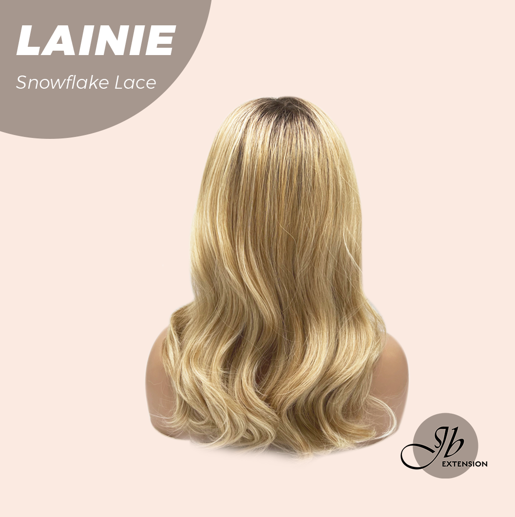 JBEXTENSION 16 Inches Blonde Pre-Cut Snowflake Lace Frontlace Glueless Wig LAINIE【PERMATEASE】【BENDY EAR TABS】