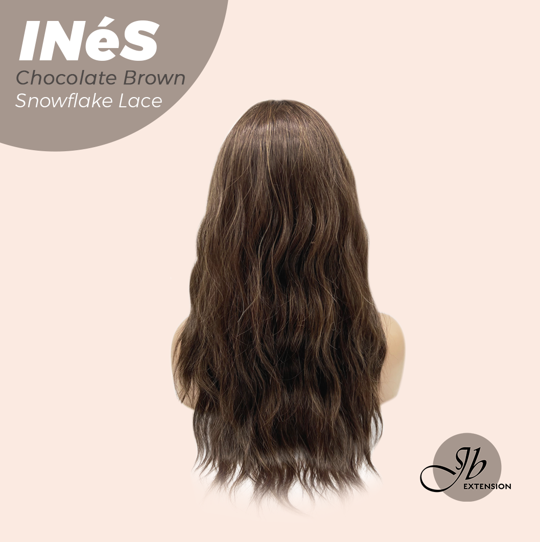 JBEXTENSION 22 Inches Chocolate Brown Pre-Cut Snowflake Lace Frontlace Glueless Wig INéS CHOCOLATE BROWN【PERMATEASE】【BENDY EAR TABS】- M/L