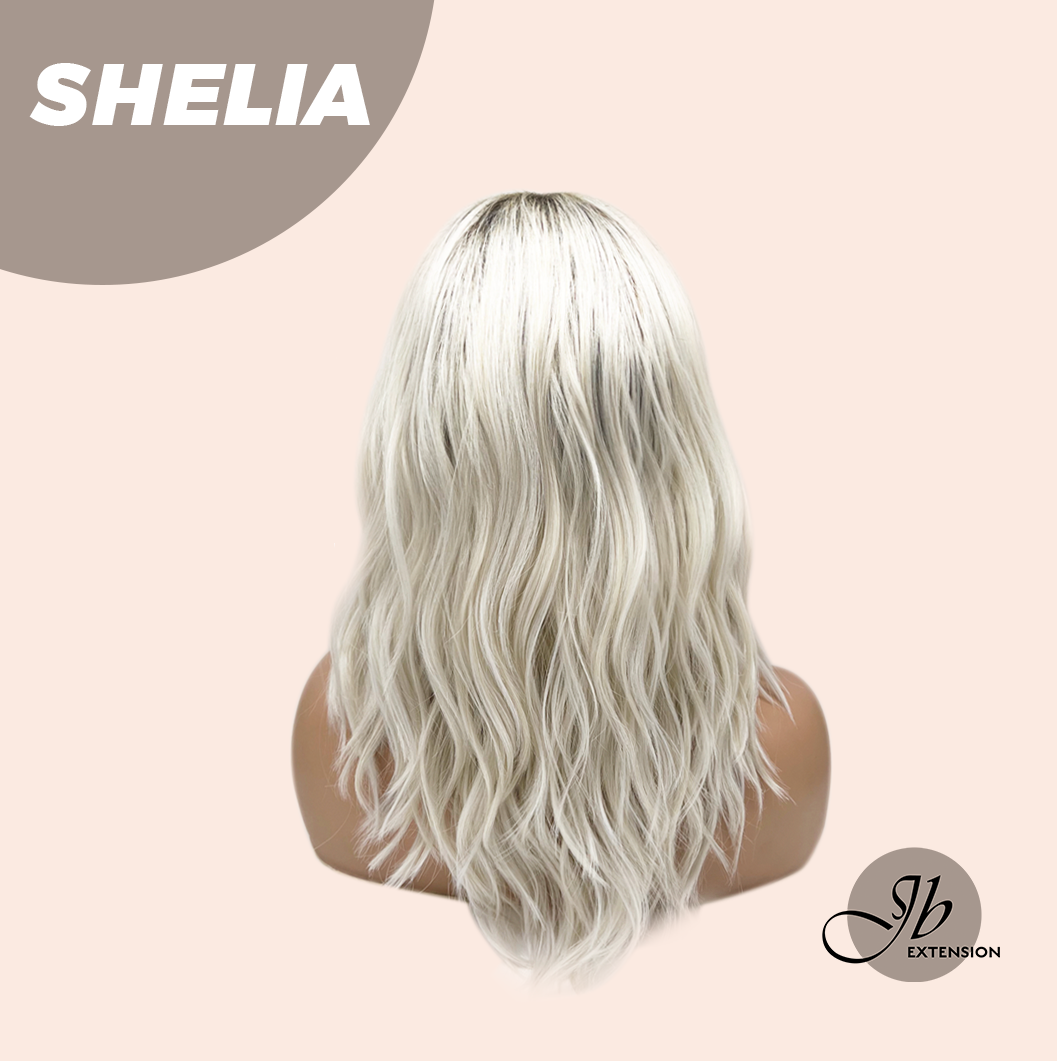 JBEXTENSION 18 Inches Wave White Blonde Women Fashion Full Machine Wig SHELIA【PLUS PERMATEASE】【BENDY EAR TABS】