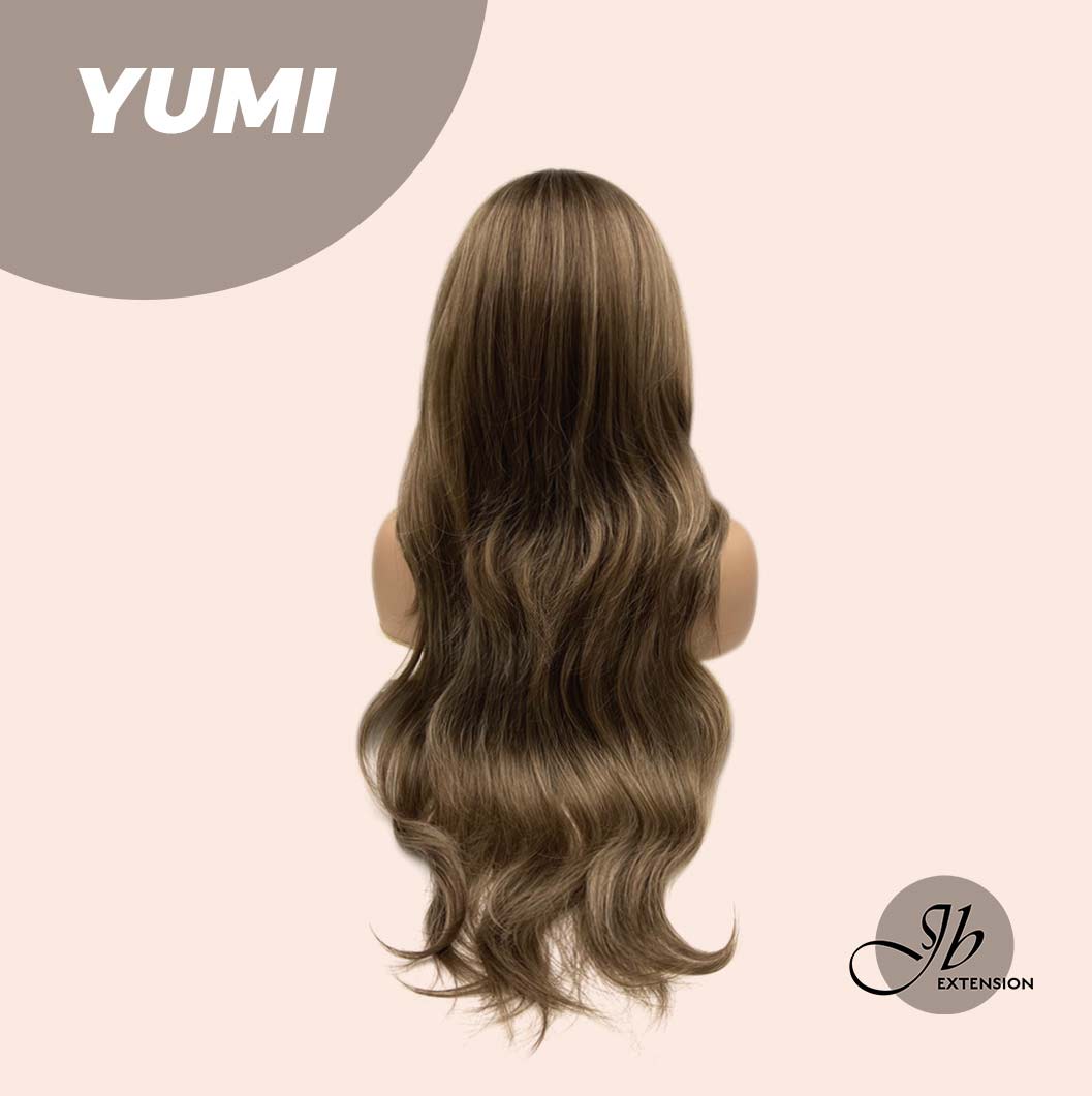 HOT OF SEASON - 30 Inches Long Light Brown With Highlight Wig With Bangs YUMI