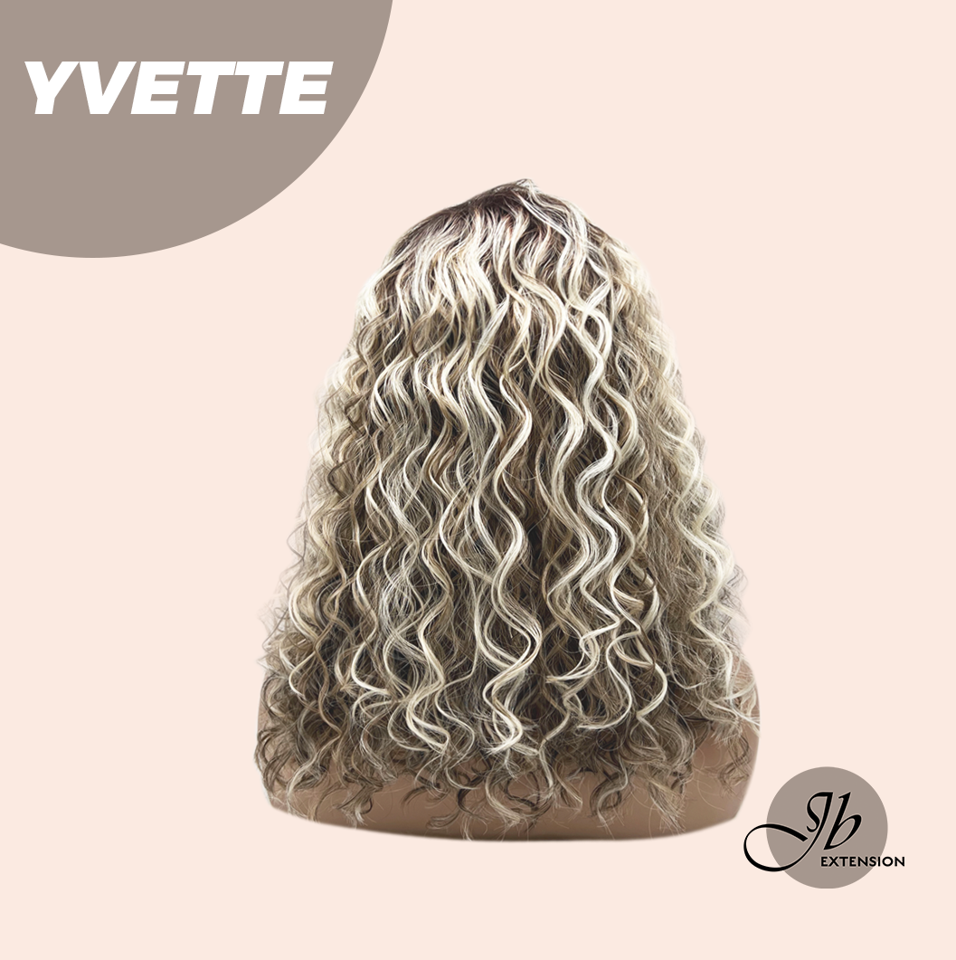JBEXTENSION 14 Inches Extra Curly Blonde with Brown Highlight Wig Women Fashion Full Machine Wig YVETTE【PLUS PERMATEASE】【BENDY EAR TABS】