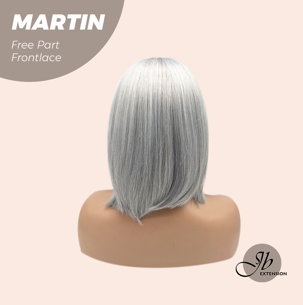 JBEXTENSION 12 Inches Bob Cut Grey 13X3 Lace Pre-Cut Free Part Frontlace Wig MARTIN