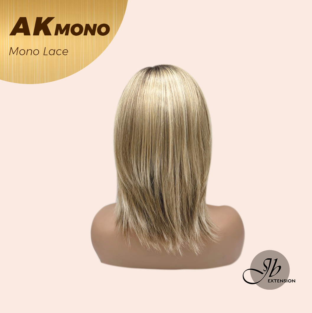 JBEXTENSION AK MONO Monofilament Handmade Wig 6X5 Full Monofilament Hand Tied Top Wig 13 Inches Blonde Mono Lace Wig With Anti-slip Silicone Strips Glueless Wig AK MONO【BENDY EAR TABS】