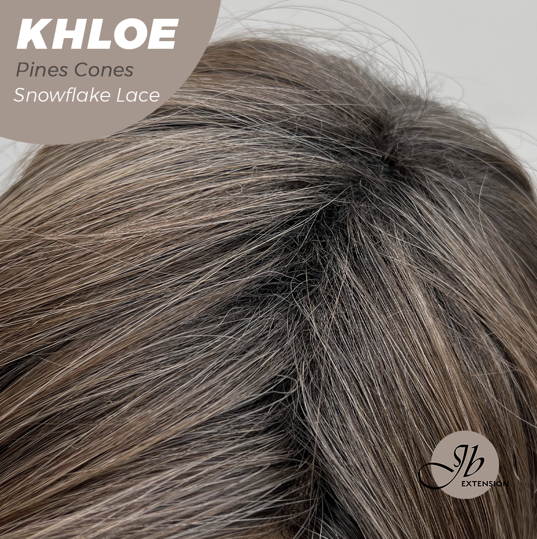 JBEXTENSION 12 Inches Bob Cut Pine Cones Pre-Cut Snowflake Lace Frontlace Glueless Wig KHLOE PINE CONES【PERMATEASE】【BENDY EAR TABS】