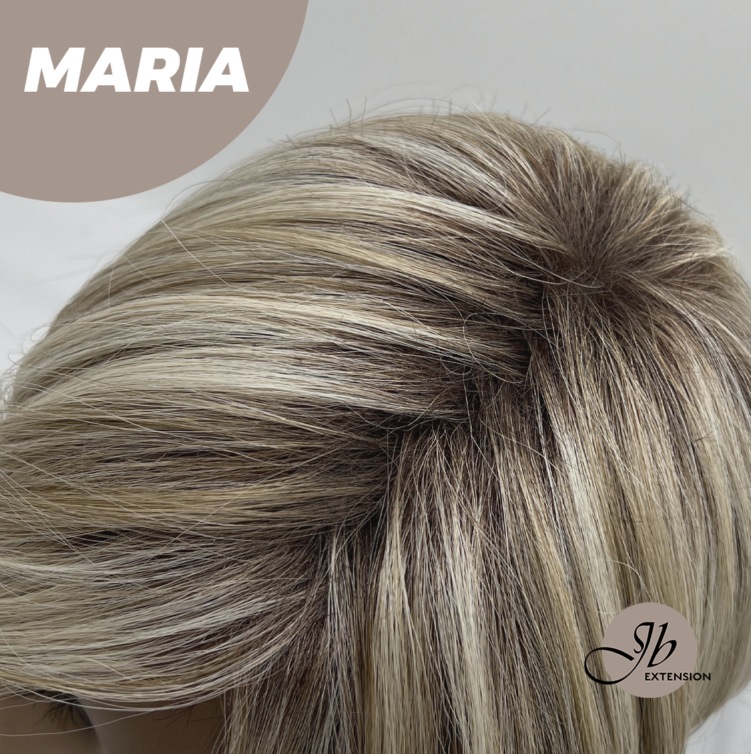 JBEXTENSION 12 Inches Short Blonde Women Fashion Full Machine Wig MARIA【PLUS PERMATEASE】【BENDY EAR TABS】