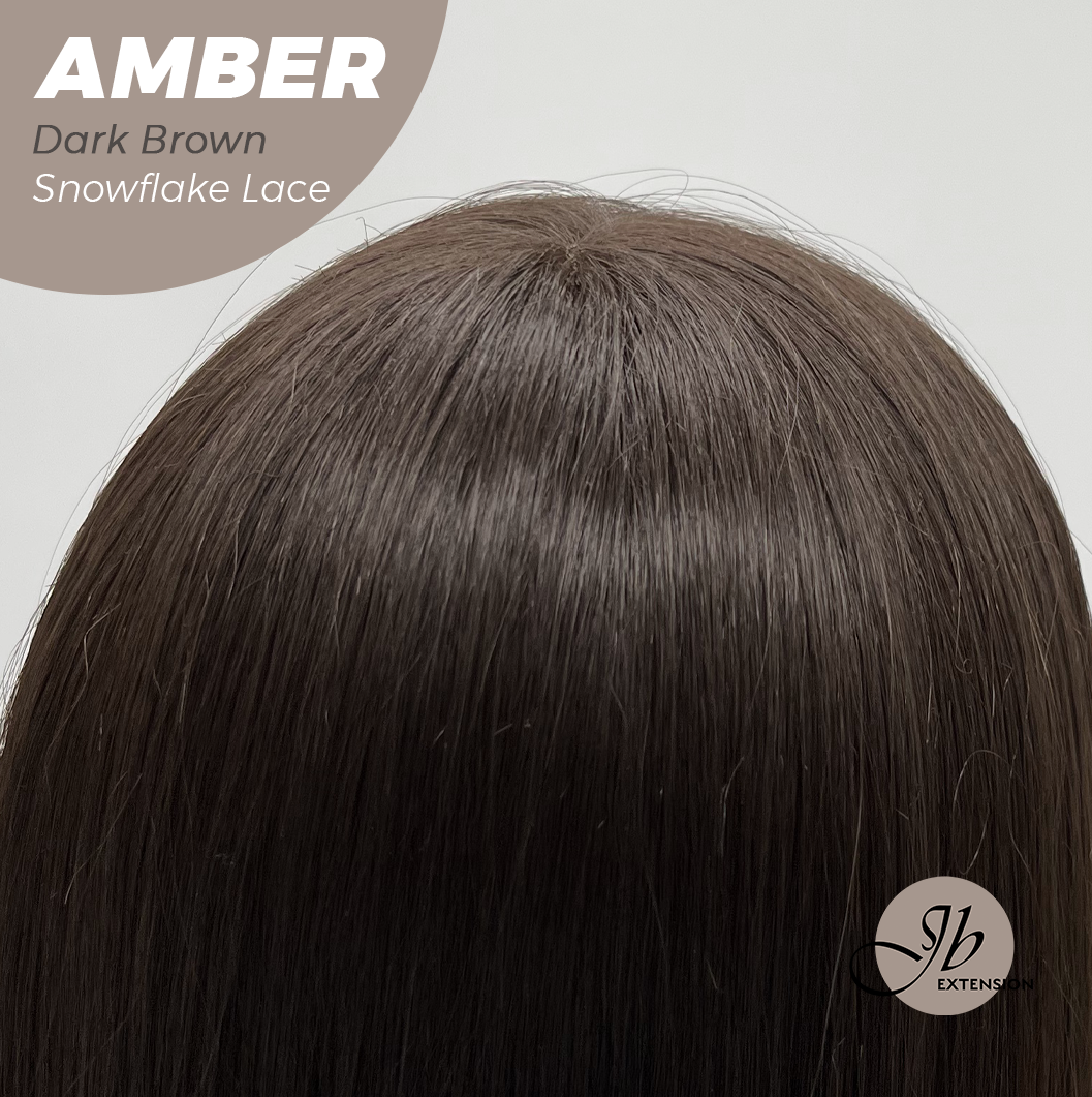 [PRE-ORDER] JBEXTENSION 21 Inches Straight Dark Brown Pre-Cut T Part Snowflake Lace Frontlace Glueless Wig AMBER DARK BROWN【BENDY EAR TABS】