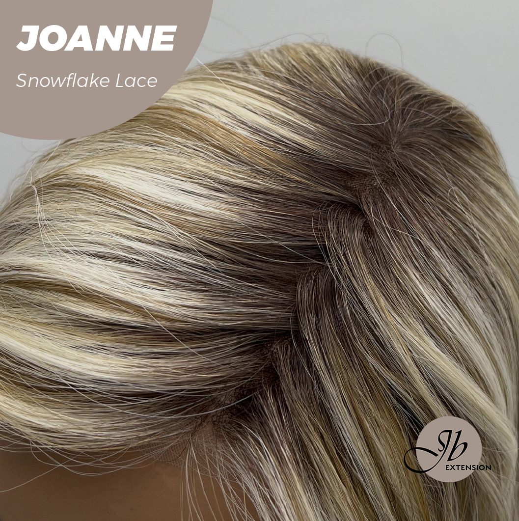 JBEXTENSION 11 Inches Mix Blonde Pre-Cut Side Part Snowflake Lace Frontlace Glueless Wig JOANNE【BENDY EAR TABS】