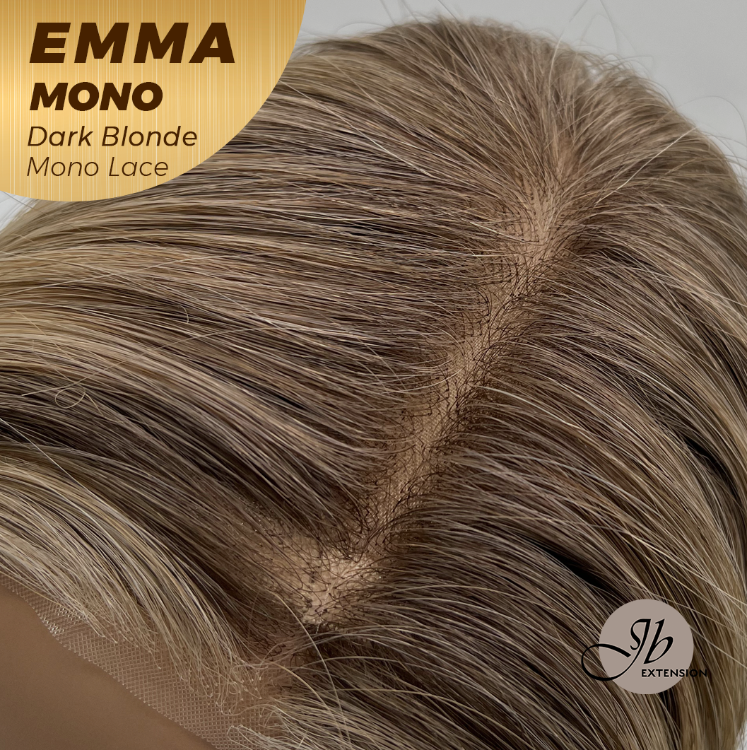 JBEXTENSION EMMA MONO Monofilament Handmade Wig 6X5 Full Monofilament Hand Tied Top Wig 14 Inche Dark Blonde Mono Lace Wig With Anti-slip Silicone Strips Glueless Wig EMMA MONO DARK BLONDE【BENDY EAR TABS】