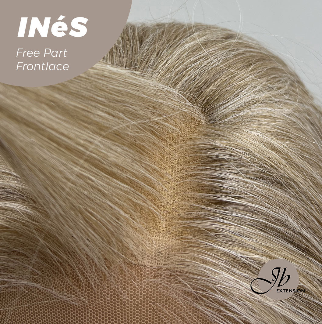 JBEXTENSION 22 Inches Peach Blonde Body Wave Pre-Cut Free Part Frontlae Glueless Wig INéS