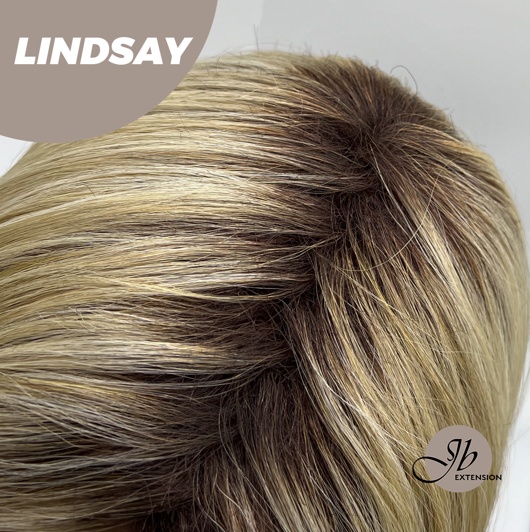 JBEXTENSION 18 Inches Curly Blonde Women Fashion Full Machine Wig LINDSAY【PLUS PERMATEASE】【BENDY EAR TABS】