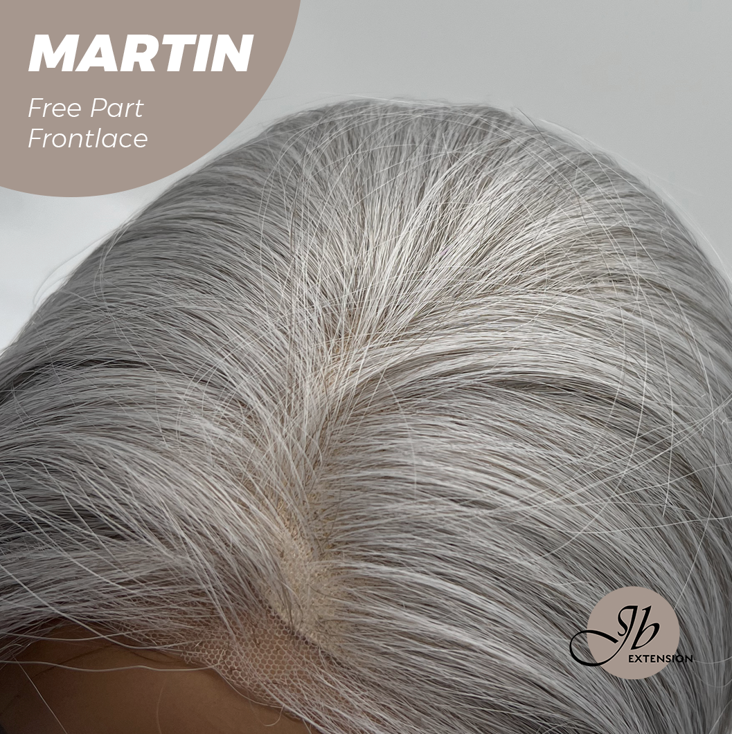 JBEXTENSION 12 Inches Bob Cut Grey 13X3 Lace Pre-Cut Free Part Frontlace Wig MARTIN