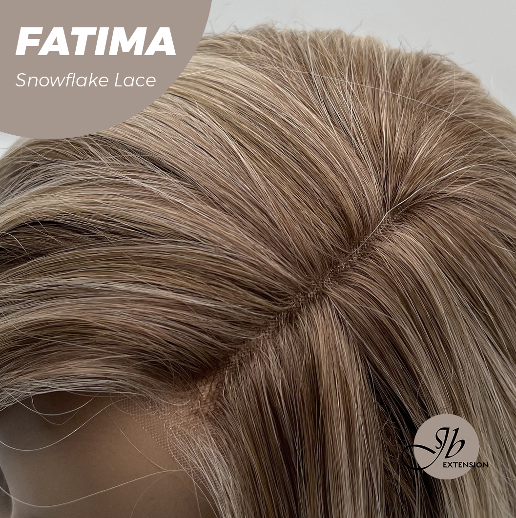 [PRE-ORDER] JBEXTENSION 12 Inches Blonde Curly Pre-Cut Side Part Snowflake Lace Frontlace Glueless Wig FATIMA SNOWFLAKE【BENDY EAR TABS】- M/L