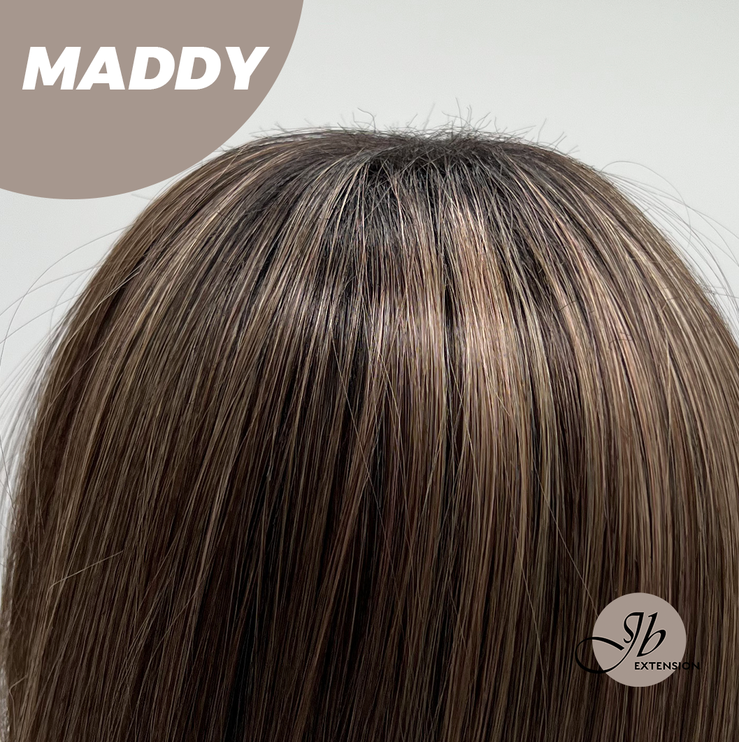 JBEXTENSION 18 Inches Ash Brown Women Fashion Full Machine Wig MADDY【PLUS PERMATEASE】【BENDY EAR TABS】