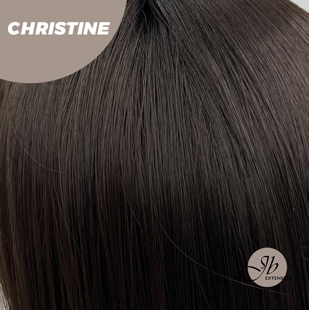 JBEXTENSION 17 Inches Tea Black Darkest Brown Straight Wig CHRISTINE