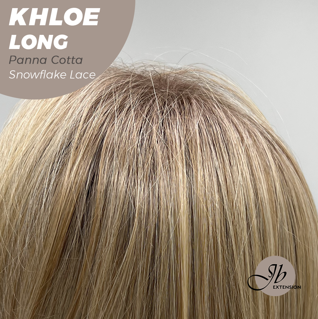 JBEXTENSION 18 Inches Panna Cotta Pre-Cut Snowflake Lace Frontlace Glueless Wig KHLOE LONG PANNA COTTA【PERMATEASE】【BENDY EAR TABS】