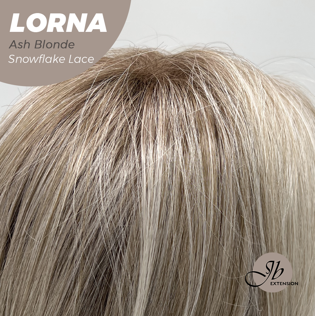 JBEXTENSION 18 Inches Ash Blonde Curly Pre-Cut Snowflake Lace Frontlace Glueless Wig LORNA SNOWFLAKE ASH BLONDE【PERMATEASE】【BENDY EAR TABS】