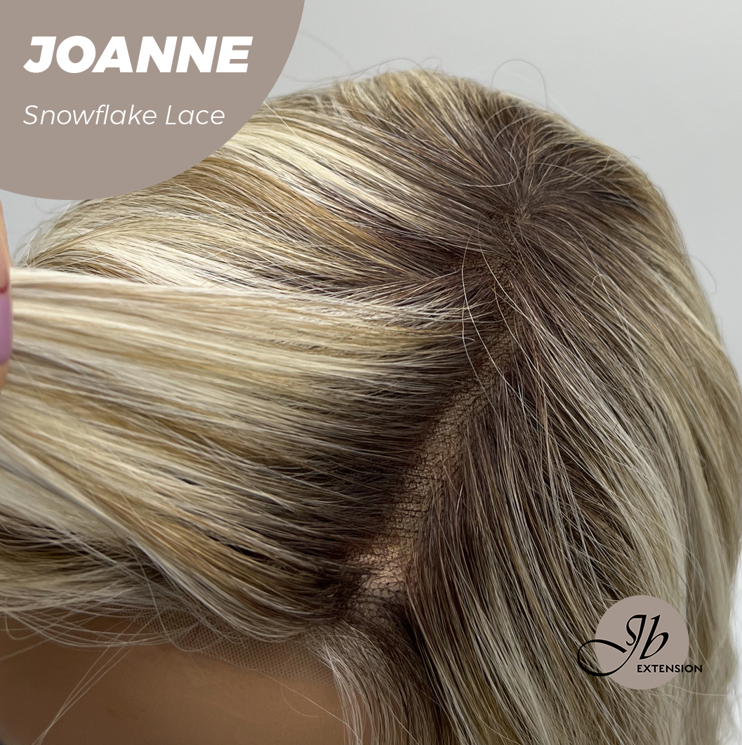 JBEXTENSION 11 Inches Mix Blonde Pre-Cut Side Part Snowflake Lace Frontlace Glueless Wig JOANNE【BENDY EAR TABS】