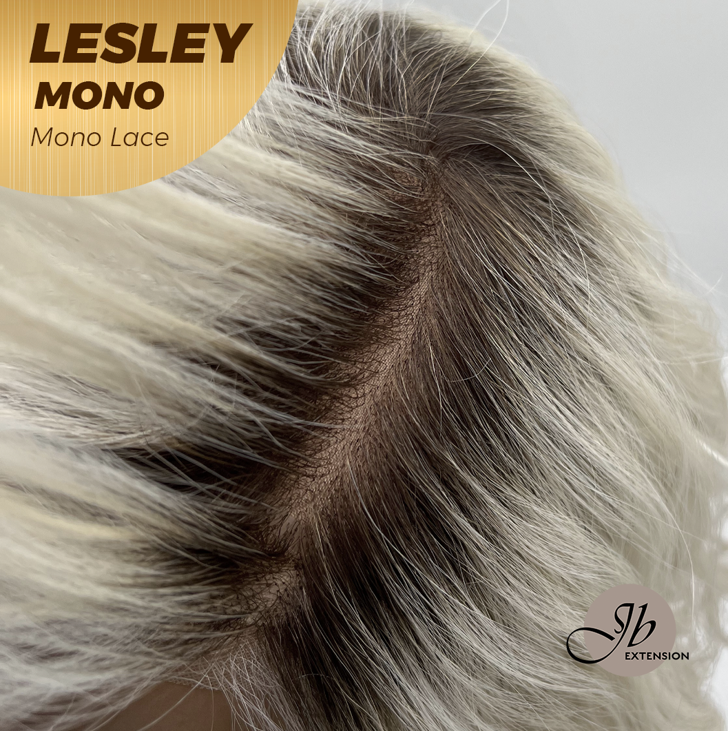 JBEXTENSION LESLEY MONO Monofilament Handmade Wig 6X5 Full Monofilament Hand Tied Top Wig 10 Inches Silver Curly Mono Lace Wig With Anti-slip Silicone Strips Glueless Wig LESLEY MONO【BENDY EAR TABS】