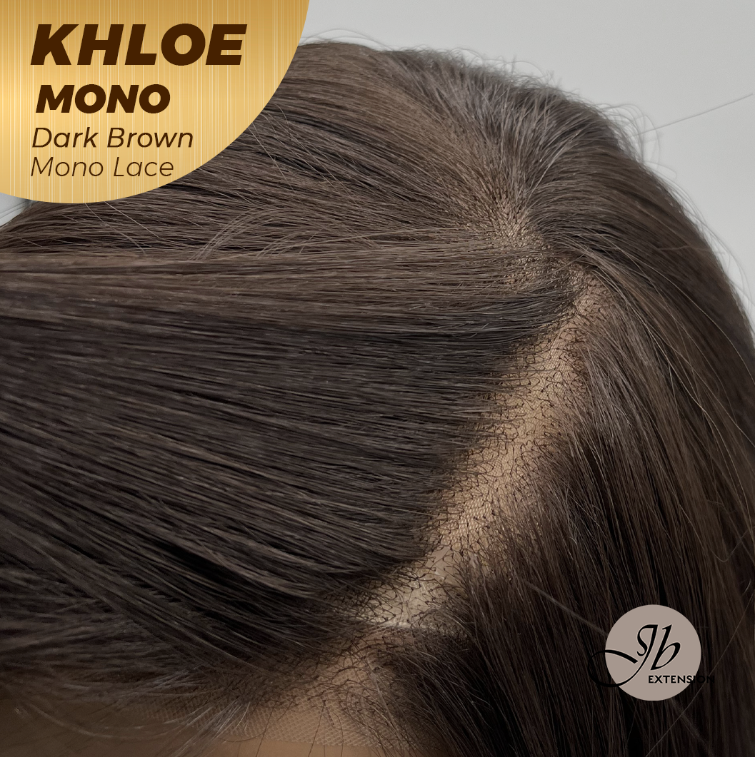 JBEXTENSION KHLOE MONO DARK BROWN Monofilament Handmade Wig 6X5 Full Monofilament Hand Tied Top Wig 12 Inches Bob Cut Dark Brown Mono Lace Handmade Futura Fiber Wig With Anti-slip Silicone Strips Glueless Wig KHLOE MONO DARK BROWN【BENDY EAR TABS】