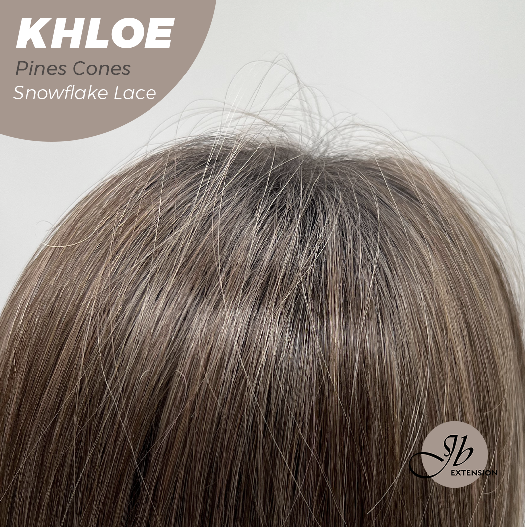 JBEXTENSION 12 Inches Bob Cut Pine Cones Pre-Cut Snowflake Lace Frontlace Glueless Wig KHLOE PINE CONES【PERMATEASE】【BENDY EAR TABS】