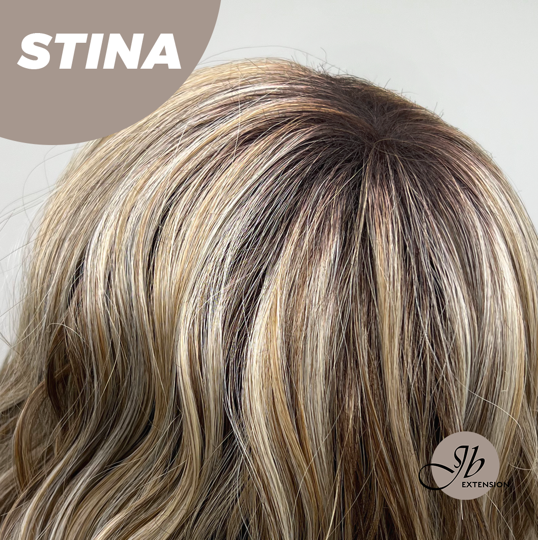 JBEXTENSION 14 Inches Wave Ash Caramel Blonde Women Fashion Full Machine Wig STINA【PLUS PERMATEASE】【BENDY EAR TABS】
