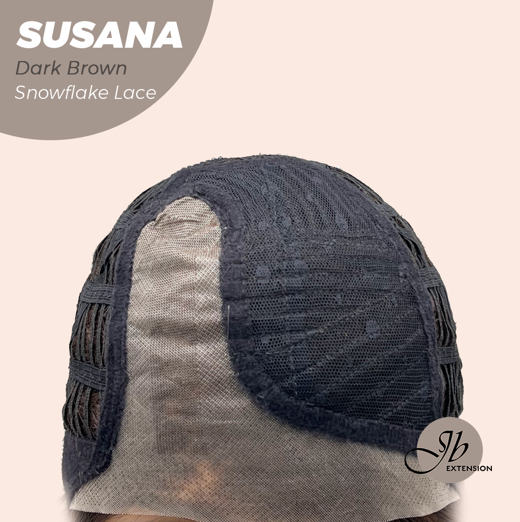 JBEXTENSION 9 Inches Dark Brown Pre-Cut Side Part Snowflake Lace Frontlace Glueless Wig SUSANA DARK BROWN【BENDY EAR TABS】