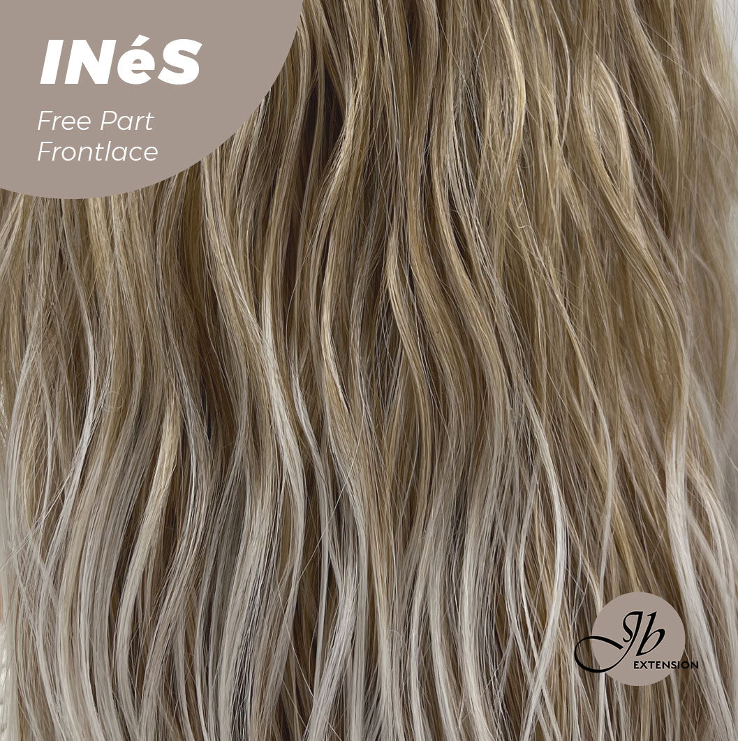 JBEXTENSION 22 Inches Peach Blonde Body Wave Pre-Cut Free Part Frontlae Glueless Wig INéS