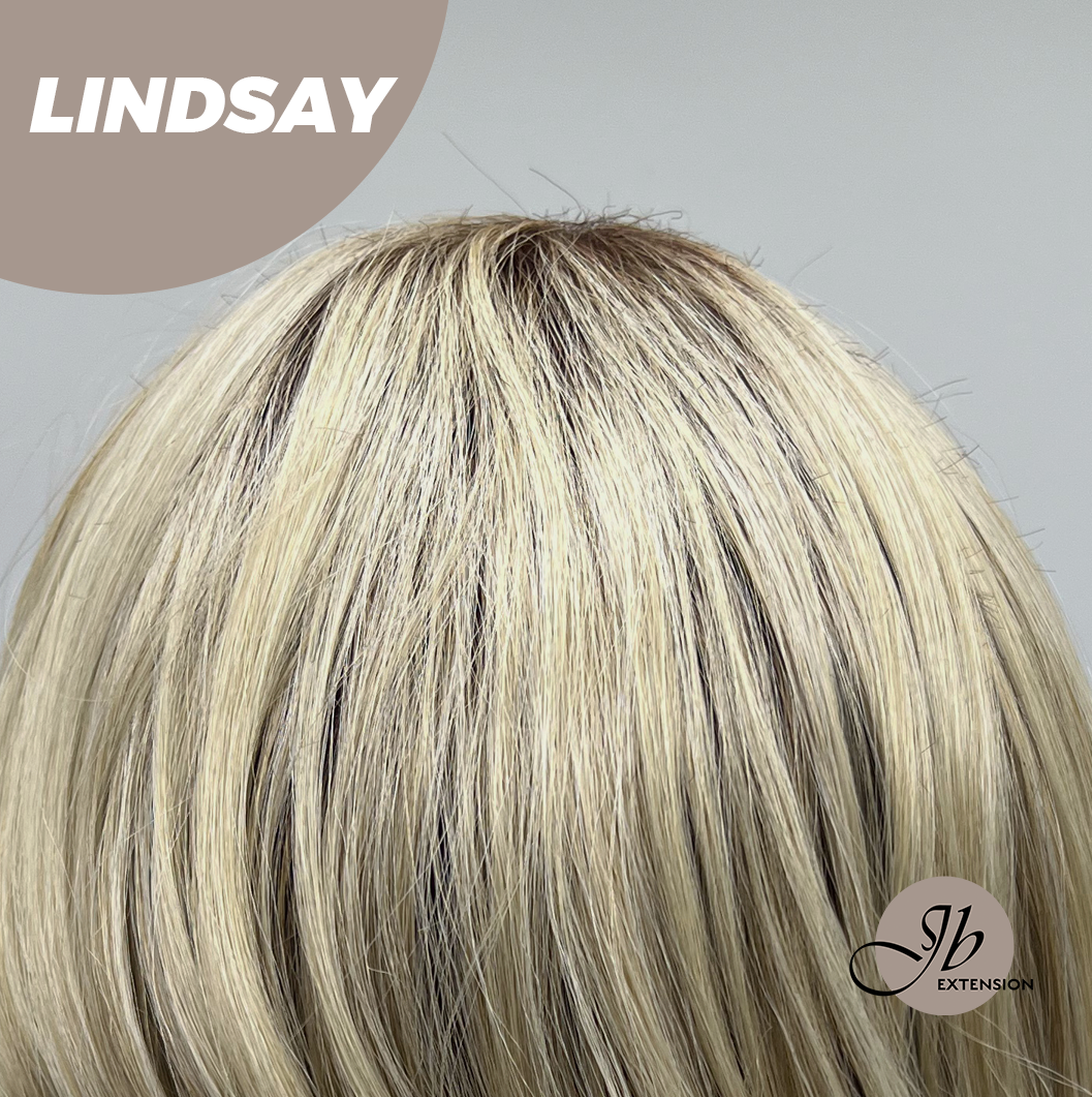 JBEXTENSION 18 Inches Curly Blonde Women Fashion Full Machine Wig LINDSAY【PLUS PERMATEASE】【BENDY EAR TABS】