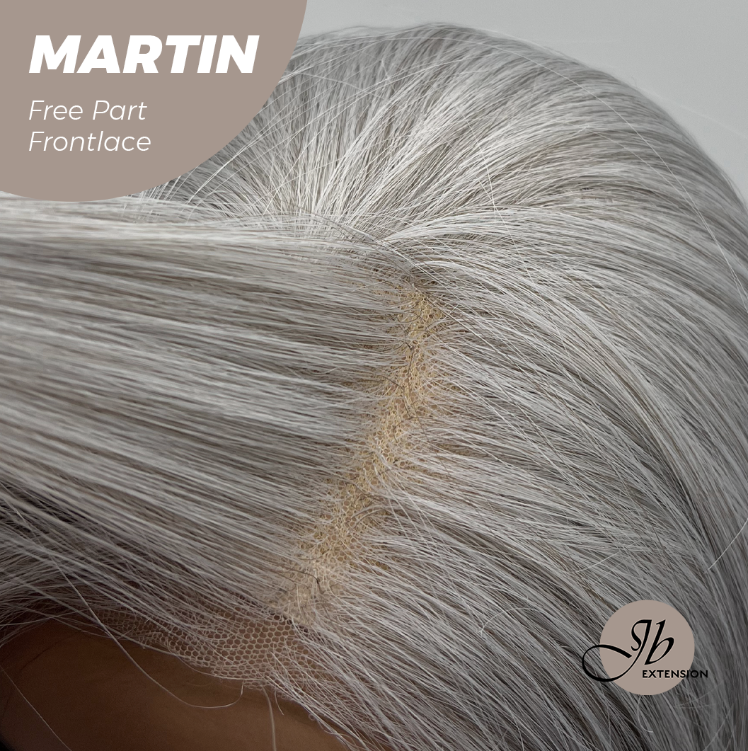 JBEXTENSION 12 Inches Bob Cut Grey 13X3 Lace Pre-Cut Free Part Frontlace Wig MARTIN