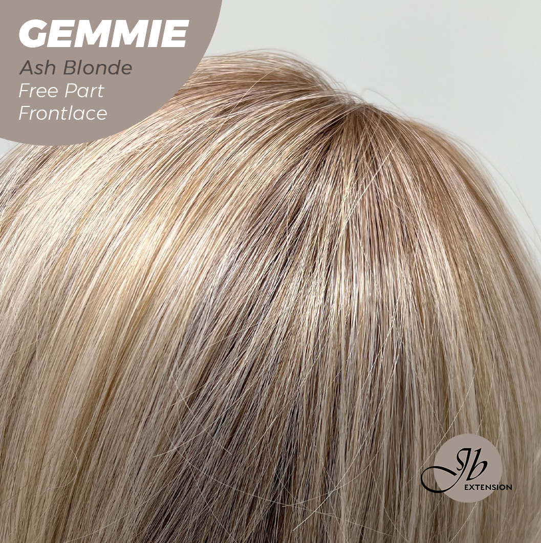 JBEXTENSION 20 Inches Ash Blonde Pre-Cut Free Part Frontlace Glueless Wig GEMMIE ASH BLONDE