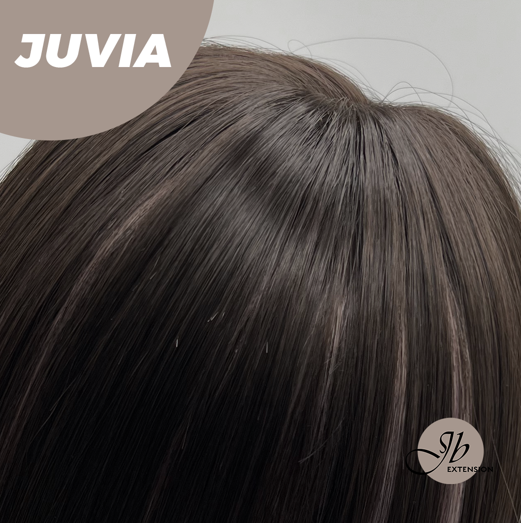 JBEXTENSION 22 Inches Straight Dark Brown with Purple Wig with Bangs JUVIA