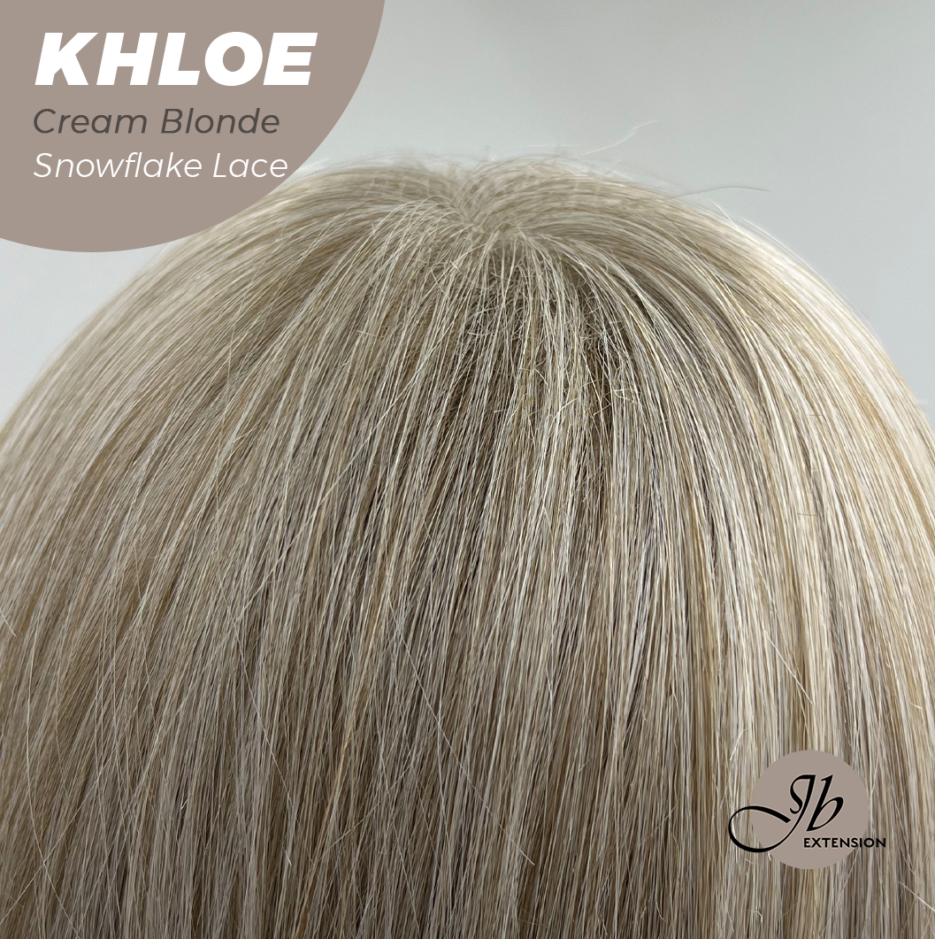 HOT OF SEASON - 12 Inches Bob Cut Cream Blonde Pre-Cut Snowflake Lace Frontlace Glueless Wig KHLOE CREAM BLONDE【PERMATEASE】【BENDY EAR TABS】- S/M