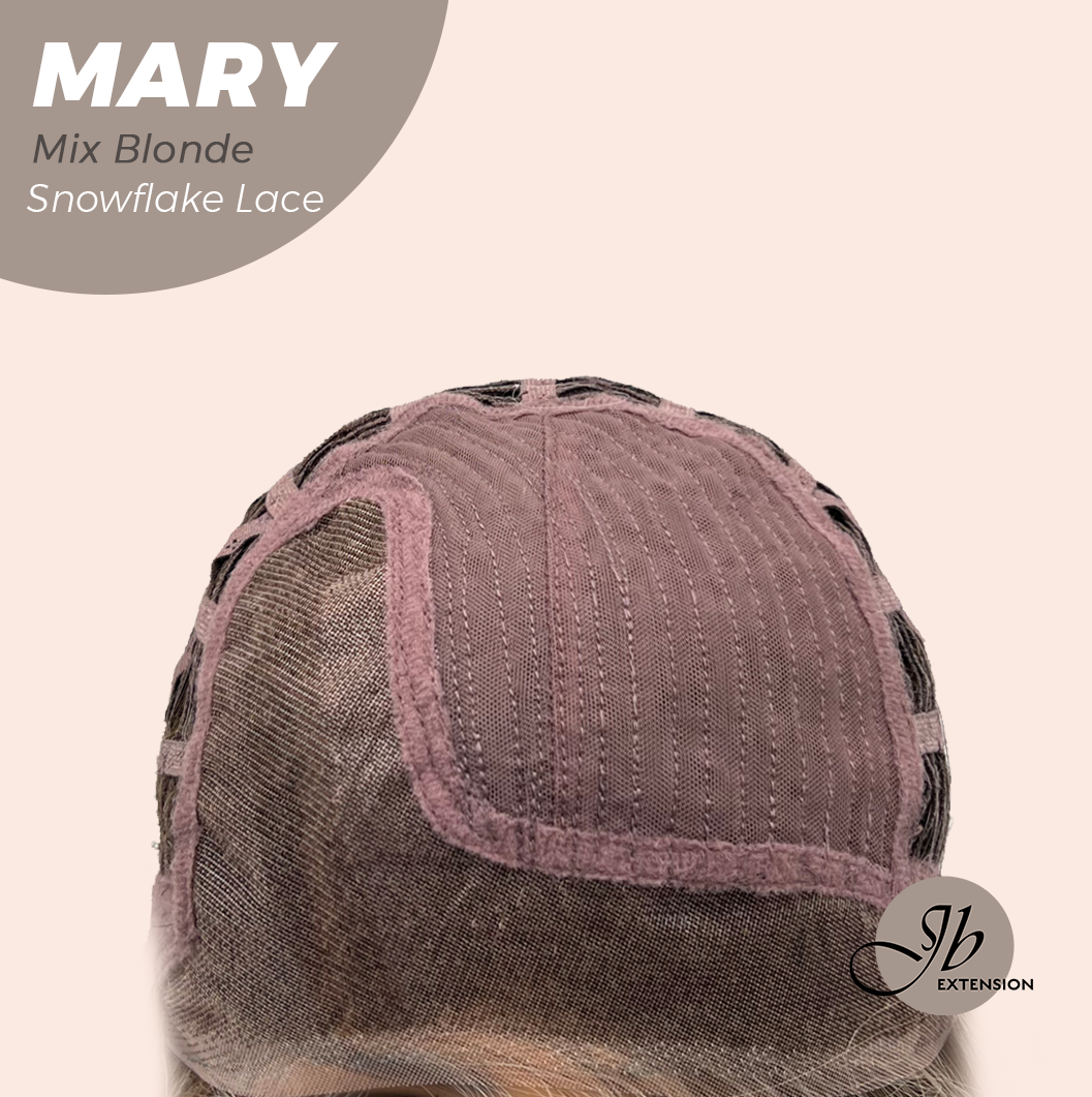 JBEXTENSION 14 Inches Mix Blonde Pre-Cut Side Part Snowflake Lace Frontlace Glueless Wig MARY MIX BLONDE【BENDY EAR TABS】