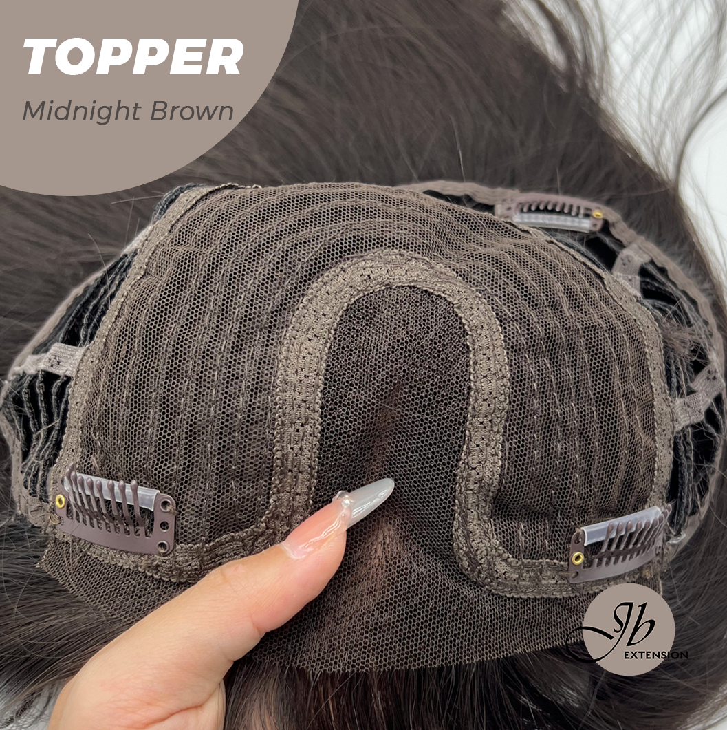 JBEXTENSION 28 Inches T Part Pre-Cut Frontlace Topper Clip in Synthetic Fiber Long Straight Topper Hair Piece Hair with Bangs for Women Clip in Top Crown Hair Clip on Toupee Hairpiece for Slight Hair Loss/Thinning Hair