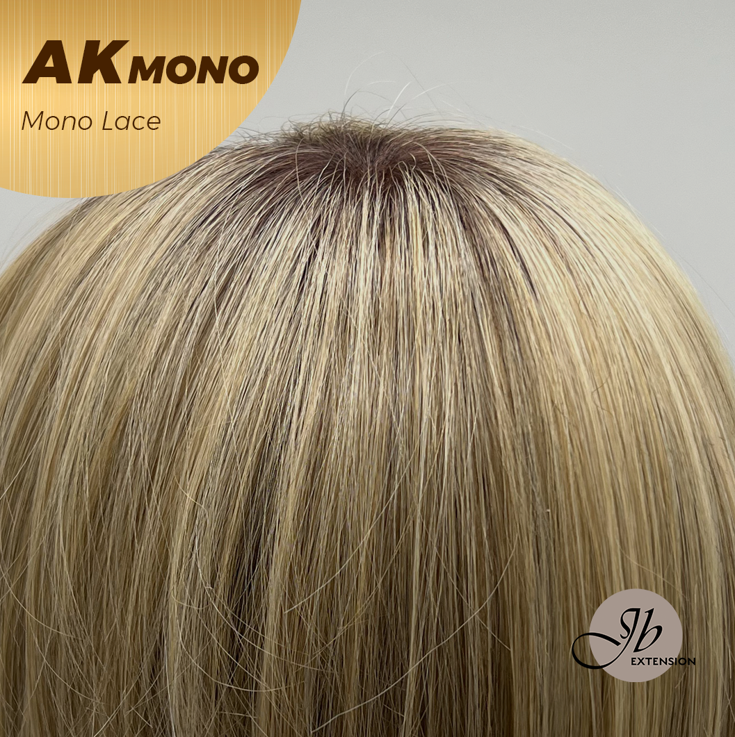 JBEXTENSION AK MONO Monofilament Handmade Wig 6X5 Full Monofilament Hand Tied Top Wig 13 Inches Blonde Mono Lace Wig With Anti-slip Silicone Strips Glueless Wig AK MONO【BENDY EAR TABS】