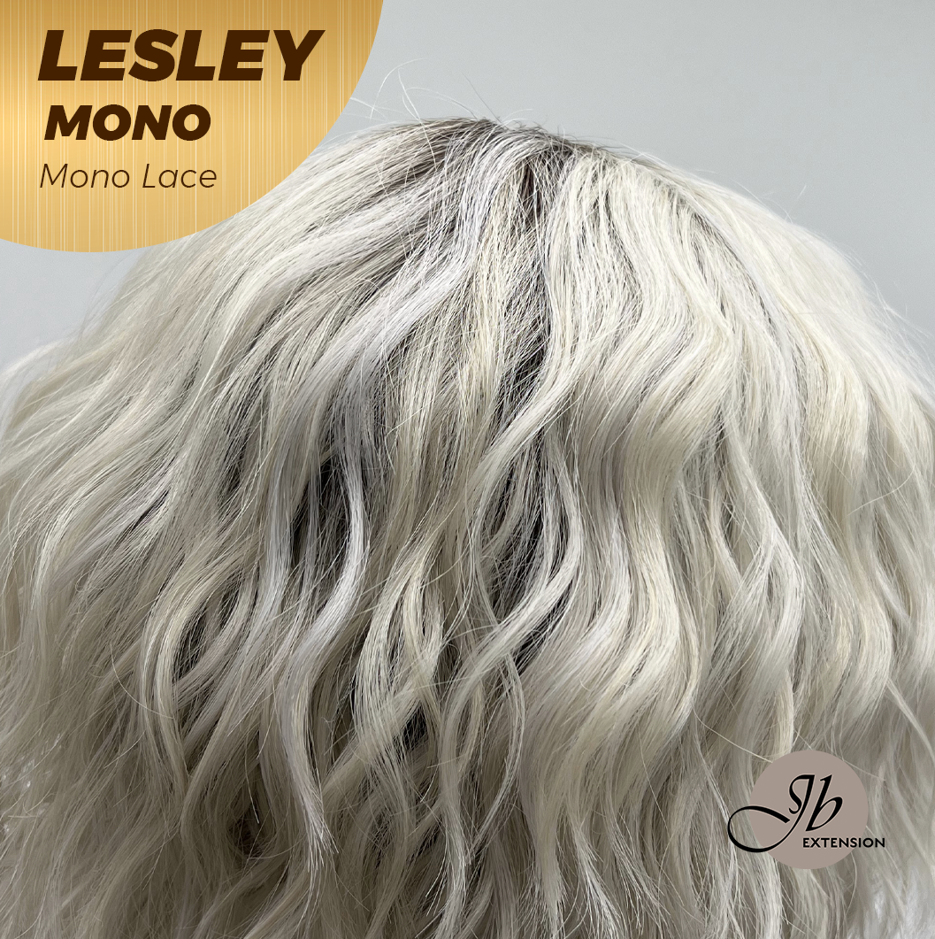 JBEXTENSION LESLEY MONO Monofilament Handmade Wig 6X5 Full Monofilament Hand Tied Top Wig 10 Inches Silver Curly Mono Lace Wig With Anti-slip Silicone Strips Glueless Wig LESLEY MONO【BENDY EAR TABS】