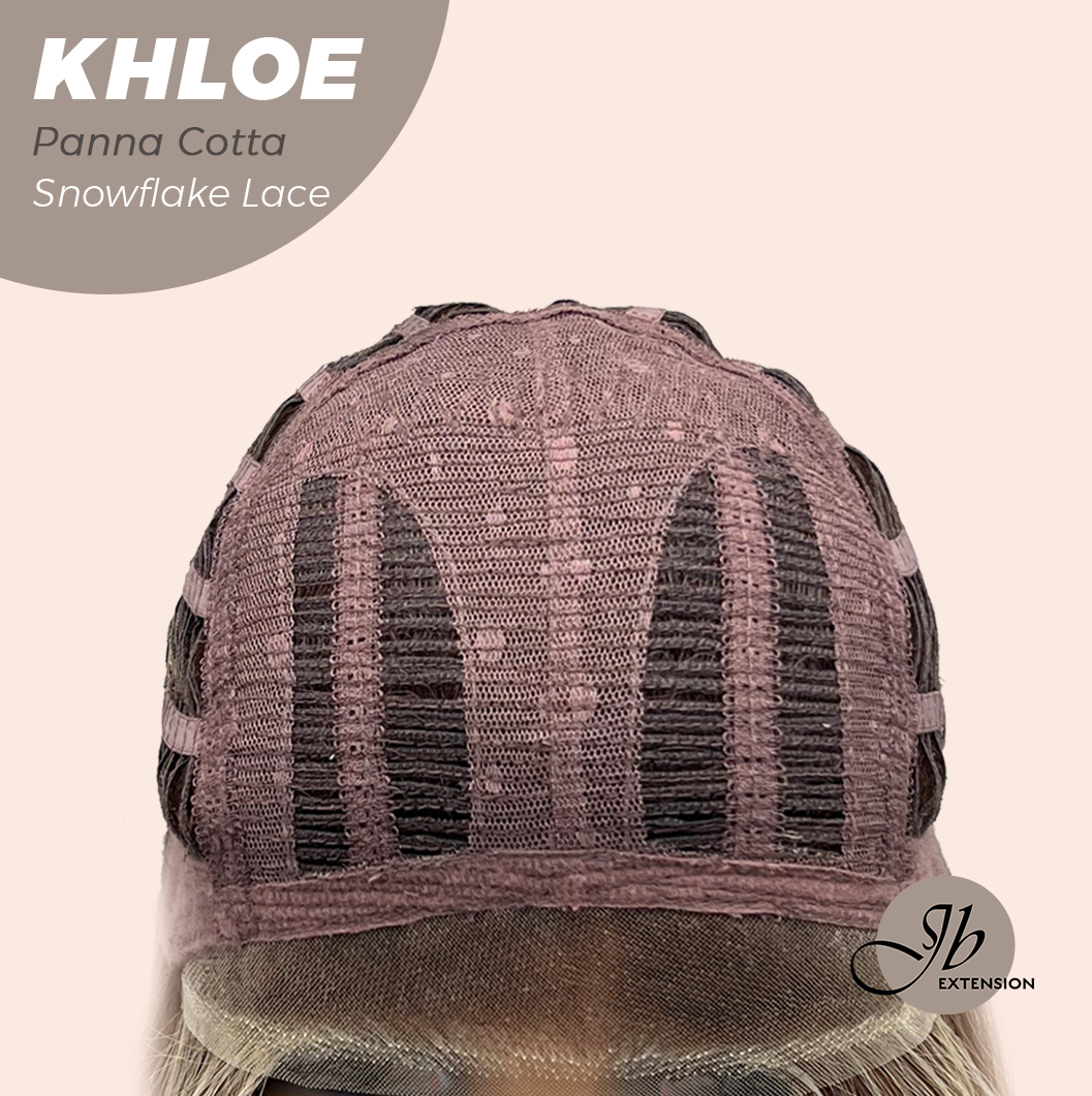 JBEXTENSION 12 Inches Bob Cut Panna Cotta Pre-Cut Snowflake Lace Frontlace Glueless Wig KHLOE PANNA COTTA【PERMATEASE】【BENDY EAR TABS】