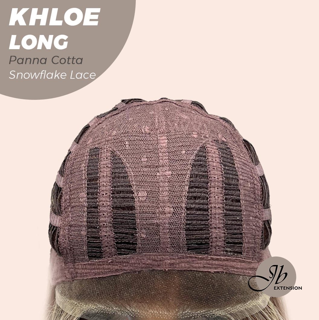 JBEXTENSION 18 Inches Panna Cotta Pre-Cut Snowflake Lace Frontlace Glueless Wig KHLOE LONG PANNA COTTA【PERMATEASE】【BENDY EAR TABS】